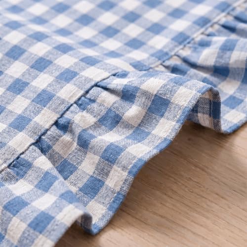 Artoid Mode Light Blue Farmhouse Plaid Gingham Ruffle Table Runner, Seasonal Scalloped Summer Kitchen Dining Table Decoration for Home Party Decor 13x120 Inch - Image 5