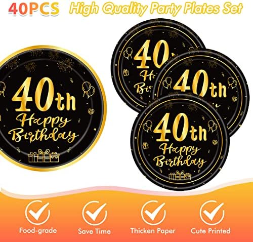 41Pcs Birthday Party Supplies Vintage 40th Birthday Decorations Back in 1984 40th Theme Birthday Party Decorations Tableware Includes Paper Plate Napkin Tablecloth for Men Service 20 Guests - Image 4