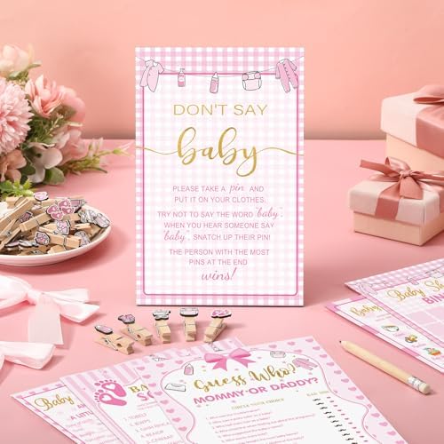Patelai 321 Pcs Baby Shower Games Supplies, Pink Girl - Image 2