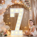 Pooqla 2.4FT Light Up Numbers, Marquee Numbers 2.4 Feet Tall Party Decor for Her Him, Mosaic Big Sign for 7th 17th 70th Birthday Anniversary Decoration Backdrop, Large Pre-Cut Frame Number 7 by Pooqla