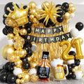 21st Birthday Decorations for Him 150pcs with Number 21 Foil Balloon Fringe Curtains White Black and Gold Balloons Arch Kit for 21st Birthday Decorations Graduation Birthday Balloons for Bed by PTGOLUO