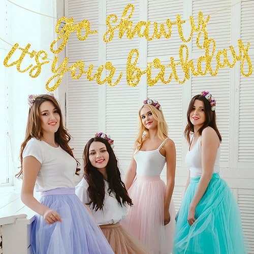 BEISHIDA Glitter Gold Pre-Strung Go Shawty It's Your Birthday Banner Decor - Image 6