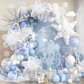 Winter Wonderland Balloon Arch Garland Kit, 138Pcs Dusty Pastel Baby Blue White Silver Snow Balloon with Snowflake Exploding Star Foil Balloons for Princess Winter Onderland Ice Snow Party Decorations by Froova