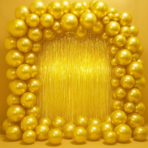 Voircoloria Gold Foil Fringe Backdrop Curtains, 3.3x6.6ft, 9pcs - Image 6