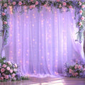 Lavender Tulle Photo Backdrop Curtain with Lights String for Parties Wedding Bridal Shower Sheer Lavender Curtain Backdrop for Birthday Baby Shower Photo Booth Photography 10ft x 8ft by Suppromo