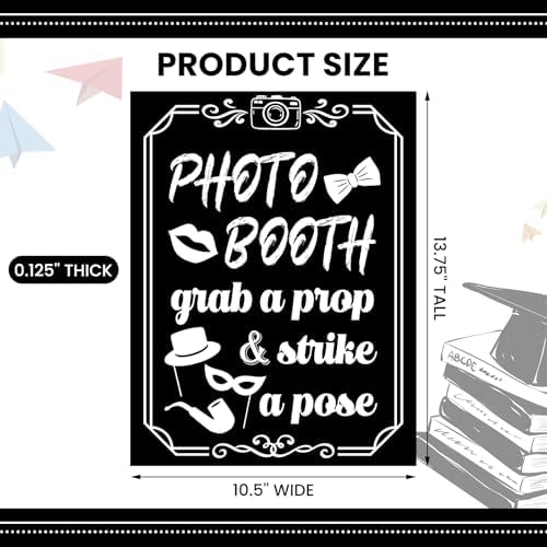 Briwooody Photo Booth Sign with Stand Retro Background Table - Image 2