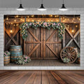 15x10ft Country Wedding Photography Backdrop Rustic Barn Door Photography Backdrop Farmhouse Pink Flower Cabin Wooden Birthday Baby Shower Wedding Bridal Party Banner Photo Booth Props Background by Mtsxfy
