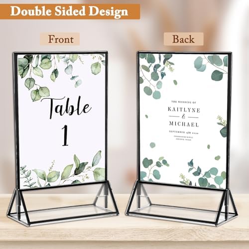 Floroom 6 Pack 4x6 Inch Clear Acrylic Sign Holders, Black Border Double-Sided Vertical Picture Frames & Display Stands for Table Numbers, Photos, Menus, Flyers, Weddings, Parties & Events - Image 4