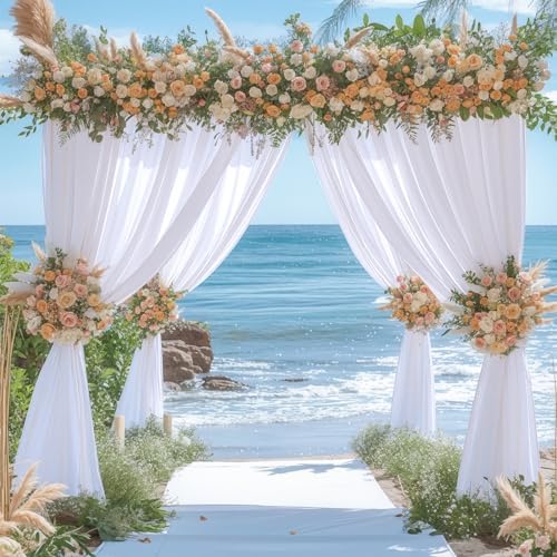 24x10FT White Backdrop Curtains for Wedding Parties, Wrinkle Free Polyester Photography Backdrop Drapes for Wedding Baby Shower Birthday Parties Stage Background Stand Decorations 4x10ft,6 Panels - Image 7