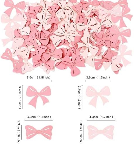 200Pcs Double-sided Pink Bows Confetti Bow Bowknot Table Decorations for Baby Shower Girls Coquette Birthday Party Decoration Bridal Shower Engagement Wedding Bachelorette Party Confetti Supplies - Image 2