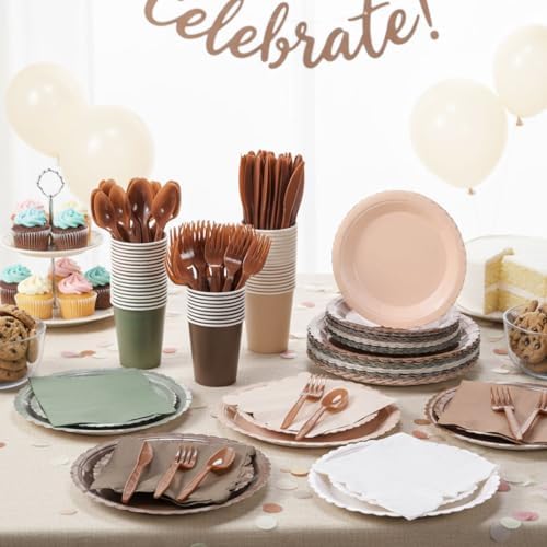 Zhehao 350 Pcs Woodland Paper Plates and Napkins Party Supplies - Image 2