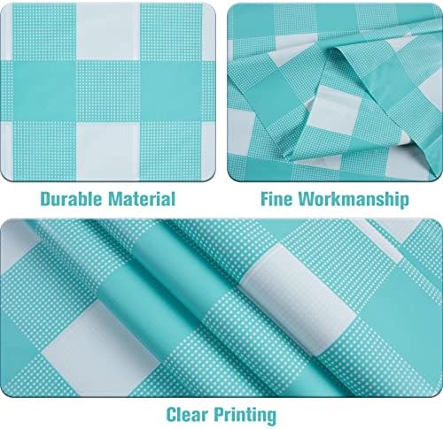 Kesfey Blue Gingham Tablecloth Picnic Party Checkered Table Cover 3 Packs - Image 2