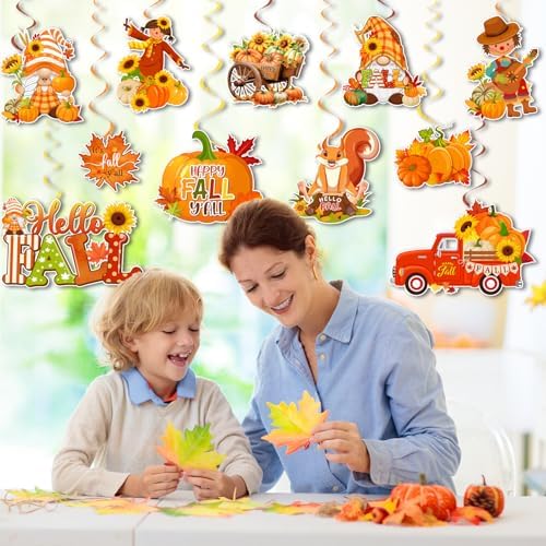Fall Party Decorations Hanging Swirls, 22pcs Thanksgiving Hanging Decorations Autumn Pumpkin Thanksgiving Party Supplies,Fall Ceiling Decorations for Office Home - Image 2