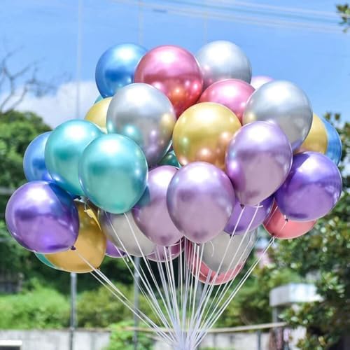 300 Pack Metallic Balloons 12 Inch Chrome Shiny Assorted Colors Latex Rainbow Bulk Balloon 12 Kinds Colorful for Birthday Wedding Bridal Baby Shower Supplies Party Decorations - Image 6
