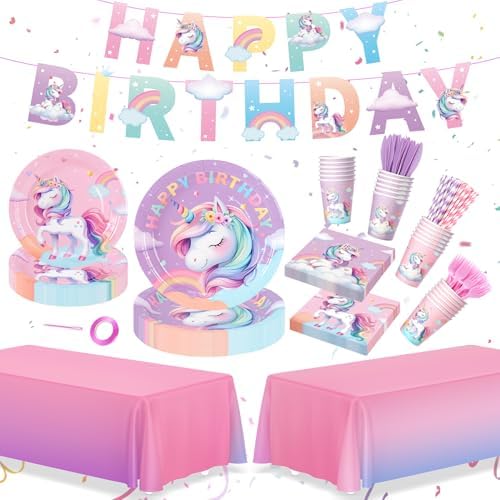 171Pcs Unicorn Birthday Party Decorations, Unicorn Birthday Party Supplies by FightingtoAchieve