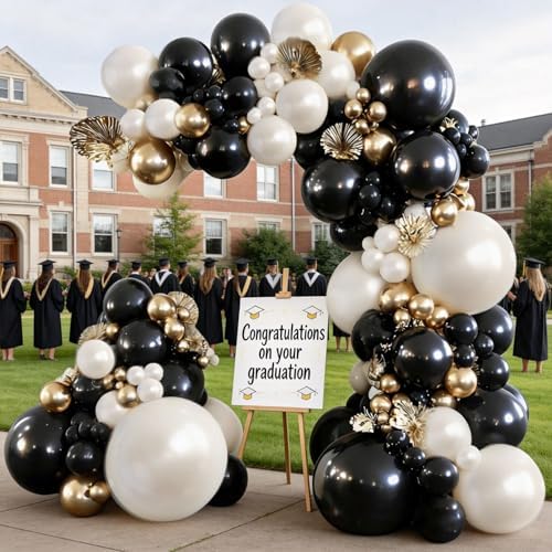 Blocesa Black Gold White Balloons Arch Kit, Double Stuffed, Latex, Party. - Image 5