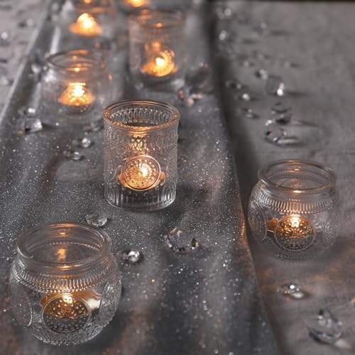 30 Pcs Assorted Clear Votive Candle Holders, Wedding Centerpieces Table Decorations, Glass Tea Lights Candle Holder for Party Decorations, Vintage Boho Candle Holders Bulk for Wedding Receptions - Image 3