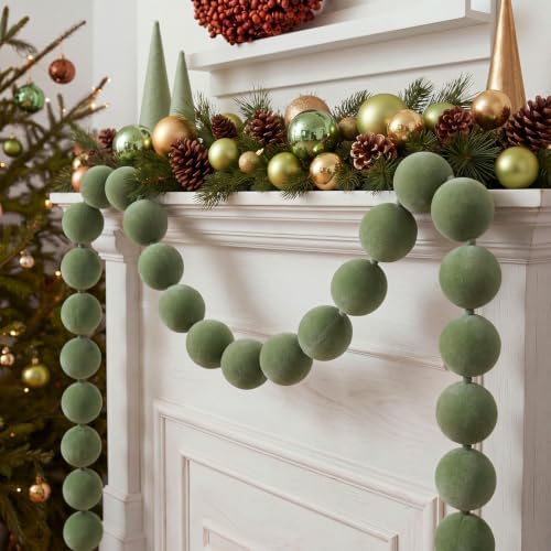 Canlierr 2 Pcs 6.5ft Christmas Velvet Ball Garland Mantle Decorations 60mm by Canlierr