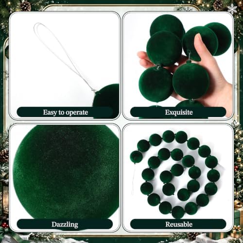 Canlierr 2 Pcs 6.5ft Christmas Velvet Ball Garland Mantle Decorations 60mm - Image 3