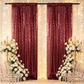 ShinyBeauty Sequin Backdrop 2 Panels 4x7ft Burgundy for Wedding by ShinyBeauty