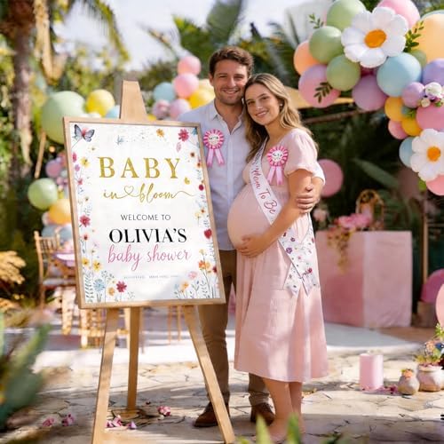 Baby In Bloom Baby Shower Decorations, 175Pcs All in One Set Wildflower Baby Shower Decorations Boxes Banner Backdrop Tablecloth Cake Topper Balloon Sash for Floral Baby in Bloom Shower Party Girls - Image 7