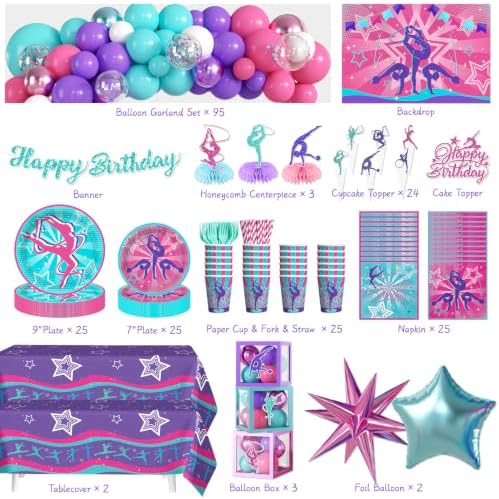 286PCS Cocomigo Gymnastics Birthday Party Decorations set, Serves 25 - Image 2