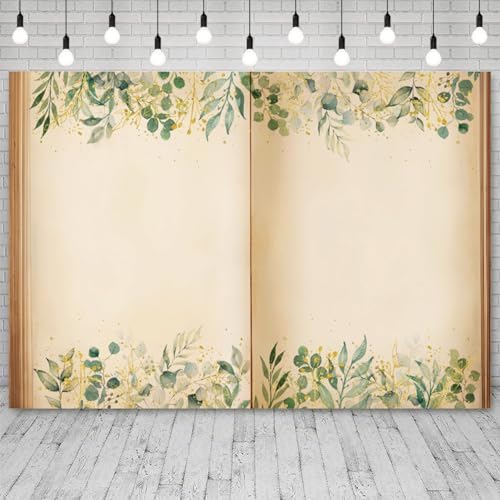 20x10ft Fairy Tale Books Backdrop Once Upon a Time Storybook Photography Background Green Leaves Foliage Old Open Magic Book Romantic Wedding Decorations Birthday Baby Shower Photo Booth Prop - Image 3