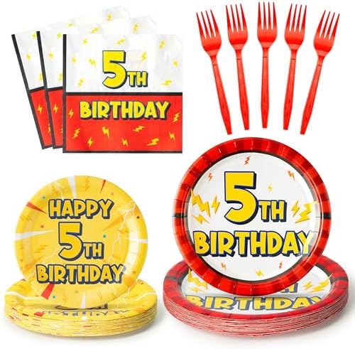 96PCS Cartoon Lighting Bolts Birthday Decorations Serve 24 Guest by WelcometoAndiCppss