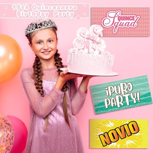 Beeveer 24 Spanish Quinceanera Photo Booth Props, Double Sided PVC Signs - Image 5