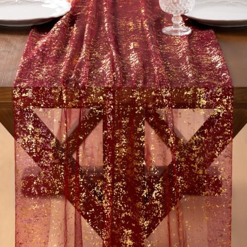 Gold Gauze Table Runner Glitter Fall Wedding Birthday Party Table Decor - Image 2