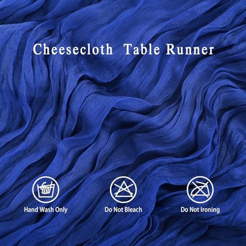 8 Pack Royal Blue Cheesecloth Table Runner 17x108 inch Boho Gauze Cheese Cloth Table Runners for Wedding Party Baby Bridal Shower Home Decor - Image 3