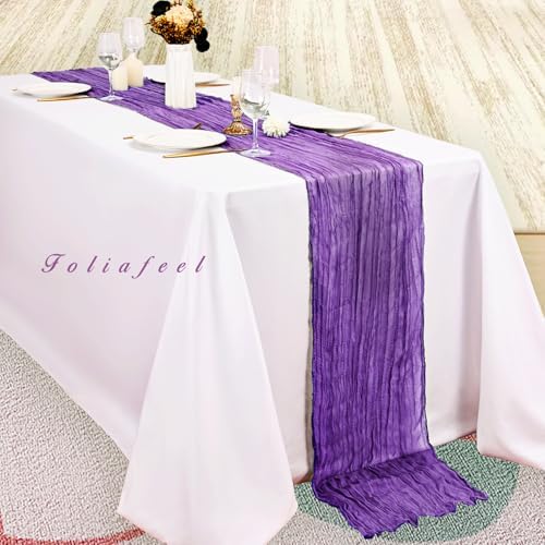 6 Pack Purple Cheesecloth Table Runner 10FT Boho Fabric Rustic Cheese Cloth Table Runner for Wedding Bridal Shower Baby Shower Gauze Sheer Birthday Party Table Decorations 20 x 120 Inch Long - Image 4