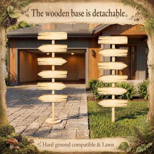 Chunful Arrow Sign with Stand, Blank for DIY, Directional Party Decor for Baby Shower, Birthday, Wedding, Woodland Yard Decorations(5 Wooden Plaques,5 ft) - Image 3