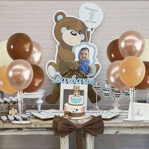 TONIFUL 4 Brown Champagne Gold Balloon Stand Balloon Centerpiece for Table - Image 4