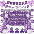 27pcs Welcome Back to Work Decorations Office Purple Welcome Back to Work Banner Balloons We Missed You So Much Backdrop Hanging Swirls Table Centerpieces Foil Balloons for Back to Work Office by Unknown