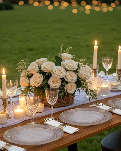 Morejoy 350PCS Clear Gold Plastic Plates - Disposable Gold Party Plates - Image 4