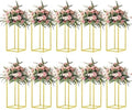 10 Pcs 15.75inch Gold Wedding Flower Vase Metal Column Flower Stand, Geometric Centerpieces Vase for Table, Home Party Wedding Decorations by MEISHAONV