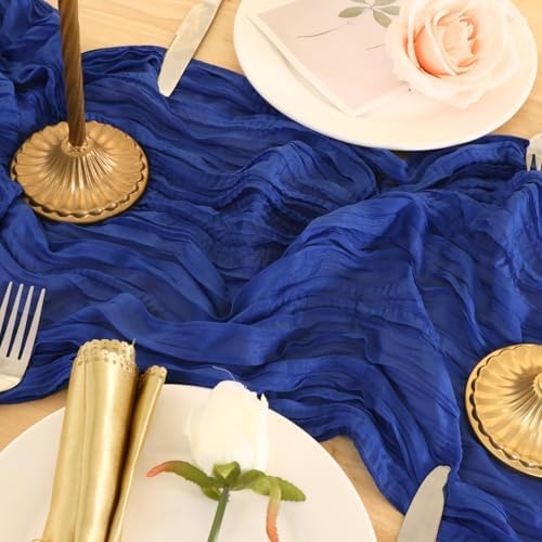 6 Pack Royal Blue Cheesecloth Table Runner 120 Inch Boho Wedding Decor - Image 7