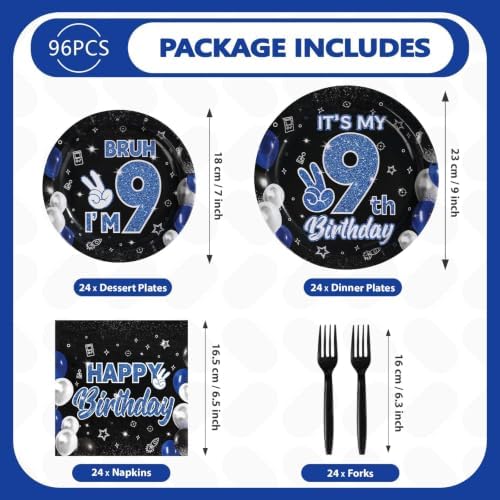 96Pcs 9th Birthday Party Decorations for Boys, Serves 24 - Image 2