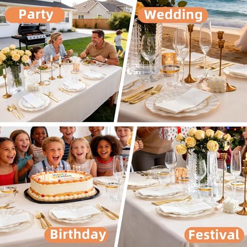 175PCS White Plastic Dinnerware Set, Wavy Plates for 25 Guests - Image 6