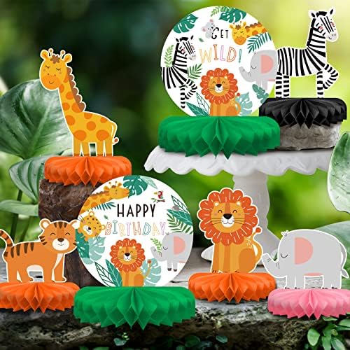 Safari Birthday Decorations Table Centerpiece - Jungle Animals Theme Party Supplies, Honeycomb Table Toppers for Animal Jungle Theme Party Decorations - Image 6