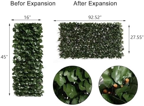 DOEWORKS Expandable Faux Ivy Privacy Screen, Double-Sided, Balcony, 2 Pack - Image 2