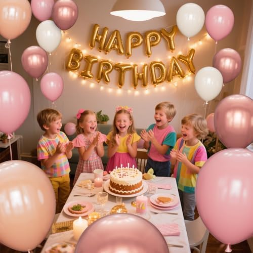 68 Pcs Retro Pink Nude Party Balloons 12Inch Dusty Pink Metallic Rose Gold Balloon Beige Blush Latex Ballons for Girls Birthday Wedding Baby Shower Party Decorations. - Image 4
