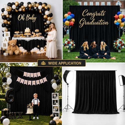 10x10 FT Black Backdrop Curtains for Weddings, Parties and Photo Booths - Image 6
