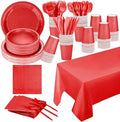 229PCS Red Party Supplies Set Disposable Paper Plates Cups by TWOWYHI