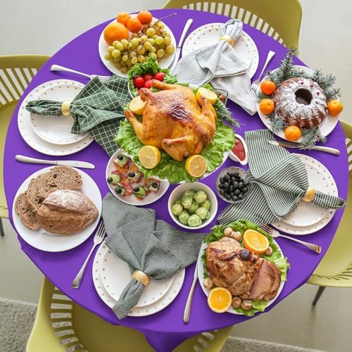 Ragnhild 16 Pack Purple Plastic Tablecloth for Round Tables, Premium Decorative Purple Disposable Table Cloths for Parties, Bulk Round Party Table Cover for Birthday Anniversary Graduation, 84 Inch - Image 5