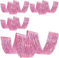 Breling 4 Pcs Iridescent Pink Ceiling Fringe Curtains, Foil Drapes, 15 ft by Breling