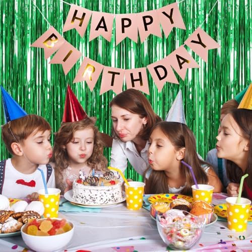 10 Pack Foil Curtain Backdrop Green Metallic Tinsel Foil Fringe Curtains Photo Booth Props for Birthday Wedding Engagement Baby Shower Bachelorette Christmas Holiday Celebration Party - Image 3