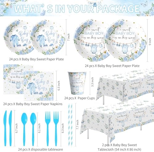 Baby Shower Decorations Boy, Blue Baby Boy Shower Party Supplies - Image 2