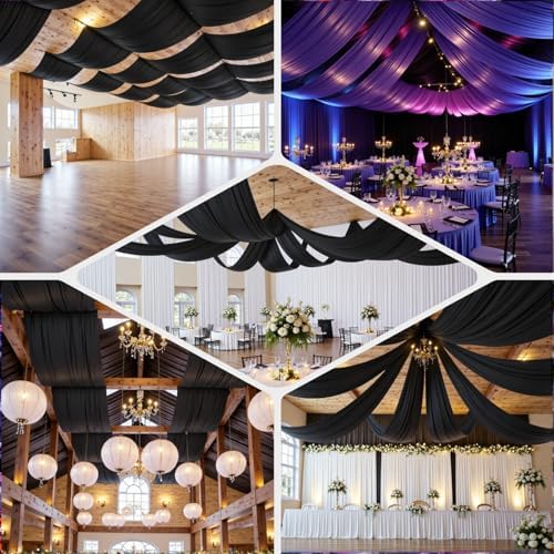 40ftx40ft Black Ceiling Curtain for Halloween Parties - Image 4